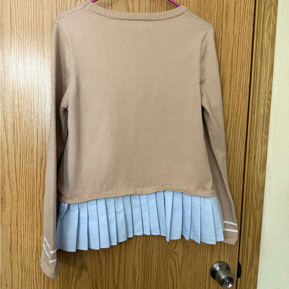 Anthropologie Women Moth pleated layered tan sweater Medium